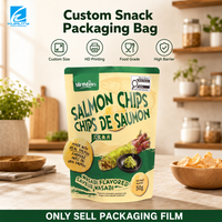 Sachet Doypack Personnalisé avec Logo, en Composite Aluminium-Plastique, à Fermeture Zip, avec Encoche de Déchirement Facile, pour Emballage de Poisson Séché, Snacks et Aliments