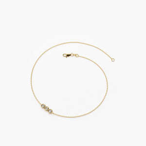 สร้อยข้อมือเพชรสามเม็ดทำจากทอง14K แบบ0.10ctw ที่กำลังมาแรงกำไลข้อมือพร้อมโซ่เส้นกลมเพชรเส้นบางประดับด้วยเพชรธรรมชาติ - Product Image 3