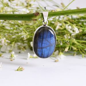 Colgante de Plata de Ley 925 con gema de labradorita ovalada, joyería fina, labradorita Natural - Product Image 4