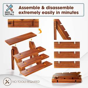 Soporte de exhibición portátil de madera de acacia de 14 "estante de buffet decorativo con estante de escalera para cupcakes y postres herramientas de pastel elevador de almacenamiento - Product Image 2