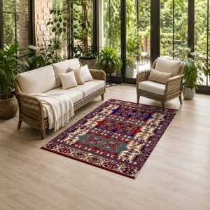 <b>RUGS</b> DEPOT LXDP-0252 Wholesale Red <b>Burgundy</b> Modern Vintage Digital Printed Machine Washable Chenille Area <b>Rug</b> Non Slip - Product Image 6