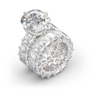 แหวนเงินสเตอร์ลิงทรงเจียรนัยแบบคุชชั่นคัท ประดับเพชรสามด้าน รุ่น Jeulia Eternity Ring Set - Product Image 3