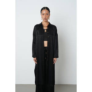 Abito Lungo Nero a Motivi per Donna, Tunica Modesta, Top Hijab, Camicia - Product Image 5