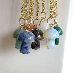 Unique Mushroom-Shaped Crystal <b>Necklace</b> Handmade Jewelry Charm <b>Necklace</b> 925 Sterling Silver 14K Gold Plated <b>Graduation</b> Gift - Product Image 3