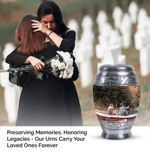 Padre e hijo pescando juntos urna decorativa para cenizas humanas urnas de Metal para adultos urnas personalizadas para mamá funeral papá - Product Image 2