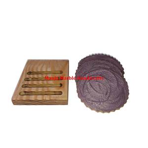 Nouvel ensemble de sous-verres en bois de conception moderne de qualité traditionnelle avec le produit poli de forme ronde de matériel de résine pour les outils de cuisine à la maison - Product Image 6