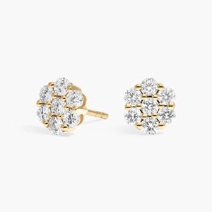 14K White Gold F VS2 Round Cluster Flower Lab Grown Diamond Prong <b>Stud</b> <b>Earrings</b> 0.75 Ct Total Rhodium Finish Floral Cluster - Product Image 1
