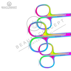 Ciseaux de manucure et pédicure multicolores en acier inoxydable naturel, ciseaux à cuticules, lames droites à pointe arrondie, pour droitiers - Product Image 3