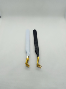 Pince à épiler professionnelle d'extension de cils à pointe en micro-fibre outils d'isolation de volume en acier inoxydable de précision en noir et blanc - Product Image 3