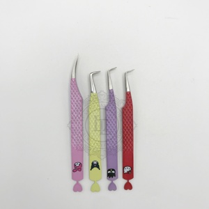 Pince à épiler en acier inoxydable durable Isolation de 90 mégas volumes Angle de 90 degrés Revêtement en poudre multiple Pointe argentée Fond de cœur - Product Image 2