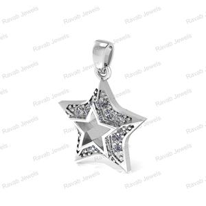 Super qualité 925 argent Sterling brillant étoile pendentif pour femmes cadeau de mariage plaqué or lunette résine chanceux bijoux composants - Product Image 4
