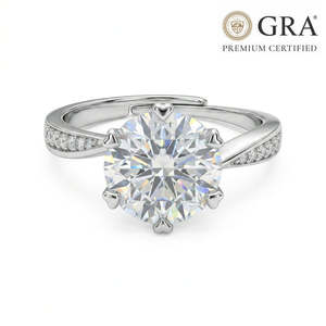 NOVAMART Fine Minimal 2 Carat Moissanite Diamond Solitaire <b>925</b> <b>Silver</b> <b>Ring</b> for Women Free Size Wholesale Export - Product Image 1