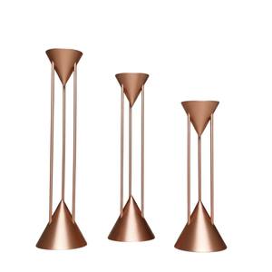 Ensemble de 3 bougeoirs modernes en or rose, élégant support de bougie en métal pour mariage, décoration de la maison et événements romantiques - Product Image 2