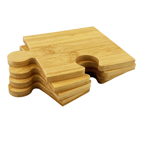 Posavasos de rompecabezas de madera Posavasos de bebida grabado de madera natural Artesanía Producto de diseño superior - Product Image 6