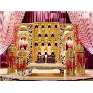 Superbe décoration de scène musulmane à thème Jharokha pour décoration de Walima, élégante scène de mariage à thème marocain - Product Image 1