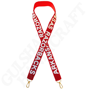 Correa de monedero con cuentas rojas y blancas Accesorio hecho a mano para el día del juego, espíritu de equipo y personalización de bolsa elegante Estilo de todos los días - Product Image 1