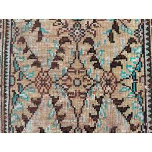 2.5x5.7 ft Turkish Rug, Vintage Small Rug, <b>Brown</b> Floral <b>Wool</b> Rug - Product Image 3
