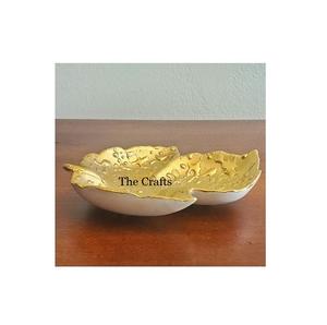 Cuenco decorativo de aluminio de diseño clásico Cuenco decorativo de fechas de color blanco y dorado con la mejor calidad - Product Image 1