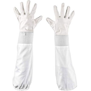 Guantes de trabajo para mantenimiento de abejas, guantes de seguridad de lona a prueba de picaduras de abeja de manga larga, cuero de vaca de Palma antideslizante para caza - Product Image 3