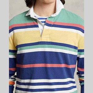 เสื้อโปโลแขนยาวสำหรับผู้ชายรักบี้2025ออกแบบลายทางย้อมสีล้วนแฟชั่นยอดนิยม - Product Image 4