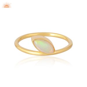 Marquise Shape Ethiopian <b>Opal</b> Gemstone <b>Ring</b> Beautiful Handmade 9k Solid Gold <b>Ring</b> Jewelry Manufacturer - Product Image 1