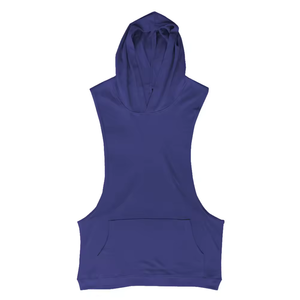 Haut de sport sans manches à capuche brodé et imprimé sur mesure pour homme, avec design débardeur MuscleT - Product Image 2