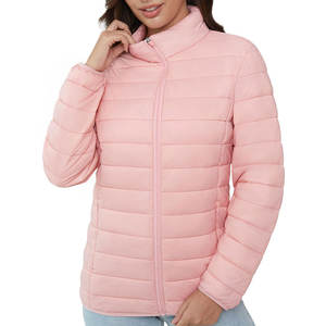 Chaqueta acolchada elegante al por mayor para mujer, abrigo transpirable de calidad superior a prueba de viento con cremallera frontal y cuello levantado para invierno - Product Image 3