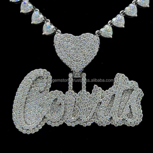 Collar con Letras Cursivas Personalizadas, Cadena de Tenis Iced Out, Moissanite, Diamante, Joyería de Hip Hop A LA Moda - Product Image 1