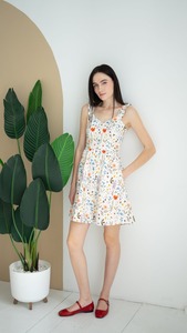 Mini vestido de verano y primavera, cottagecore con estampado de Vestido de playa, vestido romántico Boho midi - Product Image 2