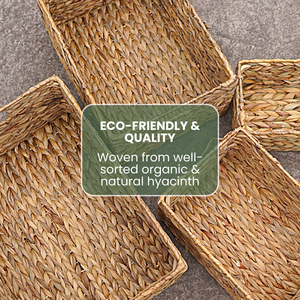 Lot de 4 paniers de rangement gigognes avec poignées en jacinthe d'eau paniers naturels pour l'organisation des étagères - Product Image 5
