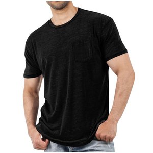 Camisetas de algodón para hombre, Camiseta corta a la moda 2025 con cuello redondo, camiseta informal de Color sólido para hombre, camiseta de talla grande en 18 colores, venta al por mayor de La M-6XL - Product Image 4