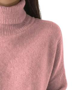 Customized Women Pink Turtleneck Sweater Wool Acrylic Knit Pullover Long Sleeve Winter Custom Manufacturer OEM Wholesale Design - Product Image 2