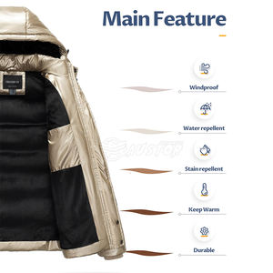 Chaqueta de Plumón para Hombre, al por Mayor, con Logotipo Personalizado, Cuello Alto, Protección Contra el Viento, Transpirable, de Poliéster, para Uso en Exteriores - Product Image 2