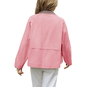 100% coton toile matériel femmes vestes Logo personnalisé col rabattu conception respirant femmes coton toile veste - Product Image 2