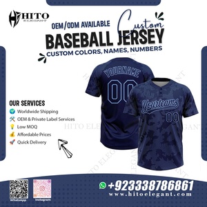 Uniformes de béisbol por sublimación personalizados de alta calidad, camisetas de béisbol de poliéster Unisex con logotipo personalizado para adultos, Color azul oscuro - Product Image 2