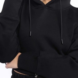 เสื้อครอปมีฮู้ดผู้หญิงเสื้อครอปโอเวอร์ไซส์แบบลำลอง - Product Image 4