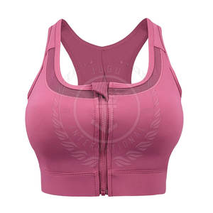 Soutien-gorge de sport respirant à maintien élevé pour femme, avec logo frontal, en Spandex/Polyester, haute qualité, pour usage extérieur – En stock - Product Image 1