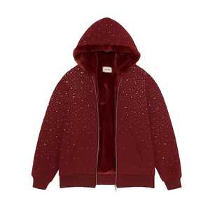 Nouveau sweat-shirt à capuche en diamant et strass de marque privée, noir, hiver, vintage, best-seller, homme, 100% coton, logo personnalisé - Product Image 3