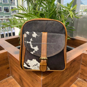 กระเป๋าเป้สะพายหลังขนาดเล็กหนังวัวแท้คุณภาพสูงสำหรับทุกเพศกระเป๋าเป้นักเรียนแบบมีซิปสไตล์ตะวันตกลำลองหรูหรา - Product Image 2