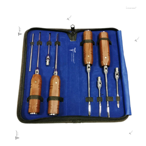 Nouveau ensemble d'ascenseurs interchangeables dentaires équestres 8 pièces concave droit incurvé en acier inoxydable court long vétérinaire - Product Image 1