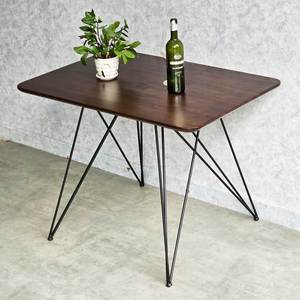 Mesa de Comedor Rectangular de 100x70cm con Patas de Hierro Tipo Horquilla, Estructura de Madera de Acacia y Nogal, Diseño Industrial Minimalista, Ensamblada BA68188 - Product Image 6