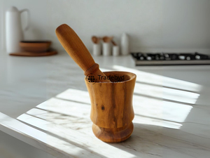Tradebyd Wooden Okhli Premium Mortar and Pestle Handmade <b>Tool</b> for Spices and Herbs - Product Image 2