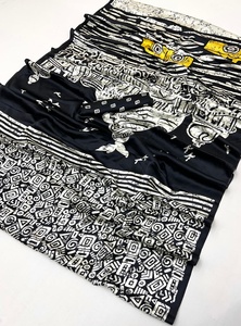 Dernier modèle de sari en soie satinée lourde et magnifique pour femmes avec bordure en dentelle perlée Fabriqué en Inde - Product Image 4