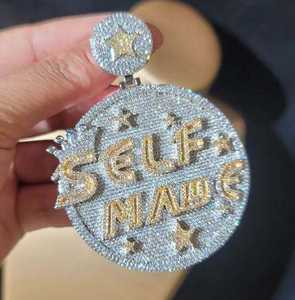 Iced Out Round Cut VVS Moissanite Diamant Pendentif Hip-Hop Bijoux Pendentif Cadeau De Mariage Pour Hommes En Argent Sterling 925 - Product Image 3