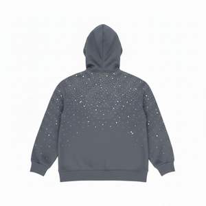 Sudadera con Capucha y Cremallera con Pedrería, Color Gris Oscuro, MOQ Bajo, Fabricante de Fábrica, Logotipo Personalizado, Unisex, Invierno, Resistente al Viento, Ecológica, Ropa Urbana - Product Image 2