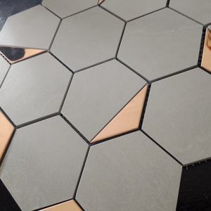 GeometricGlow RGPVD Mosaïque céramique hexagonale vitrifiée haute durabilité 73Mm Mat pour salon Zone sèche Chambre à coucher caractéristique - Product Image 6