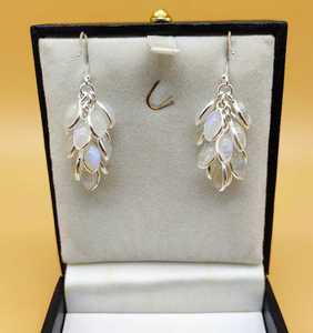 Boho-Elegant 925 Silver Moonstone <b>Drop</b> Earrings Handcrafted Artisan Designer Jewelry for Wedding Party or Gift - Product Image 1