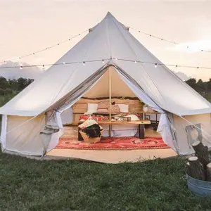 Grote Luxe Familie Camping Waterdichte Tent 3M Katoenen Canvas Marquee Party Bruiloft Tent Glamping Bell Tent