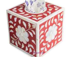 Caja de almacenamiento con incrustaciones de hueso cuadrado hecho a mano de calidad antigua, servilletero de lujo para decoración del hogar y del Hotel - Product Image 1