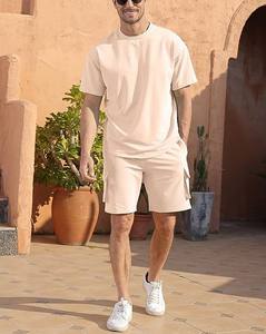 Sweat-shirt unisexe surdimensionné à motif de broderie avec impression personnalisée Logo à manches longues de couleur unie pour hommes, sweat-shirt ras du cou et short lourd pour hommes - Product Image 2